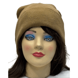 beanies gorra de lana camel modelo frente