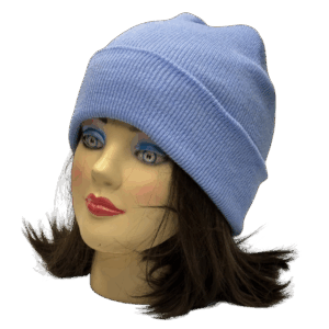 beanies gorra de lana celeste modelo perfil