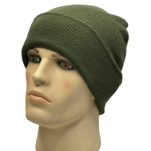 beanies gorra de lana verde militar modelo perfil